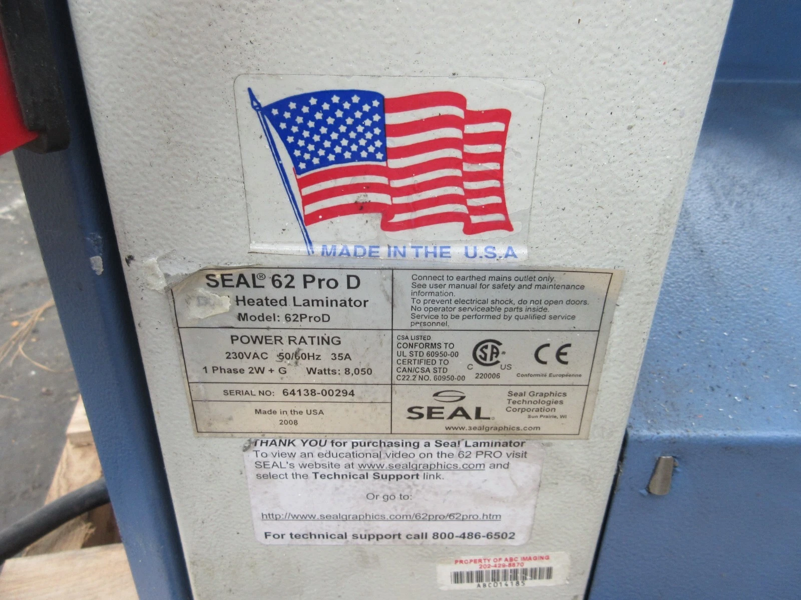 Seal #62-ProD, Heated Laminator, 230VAC, 50/60Hz, 35A, 2008 - Image 10