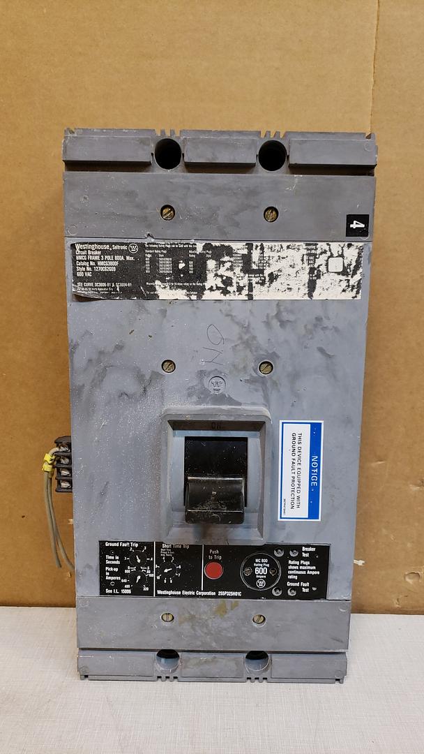 800 Amps, Westinghouse, HMCG3800F, Circuit Breaker, 3-Pole, 600 VAC - Image 1