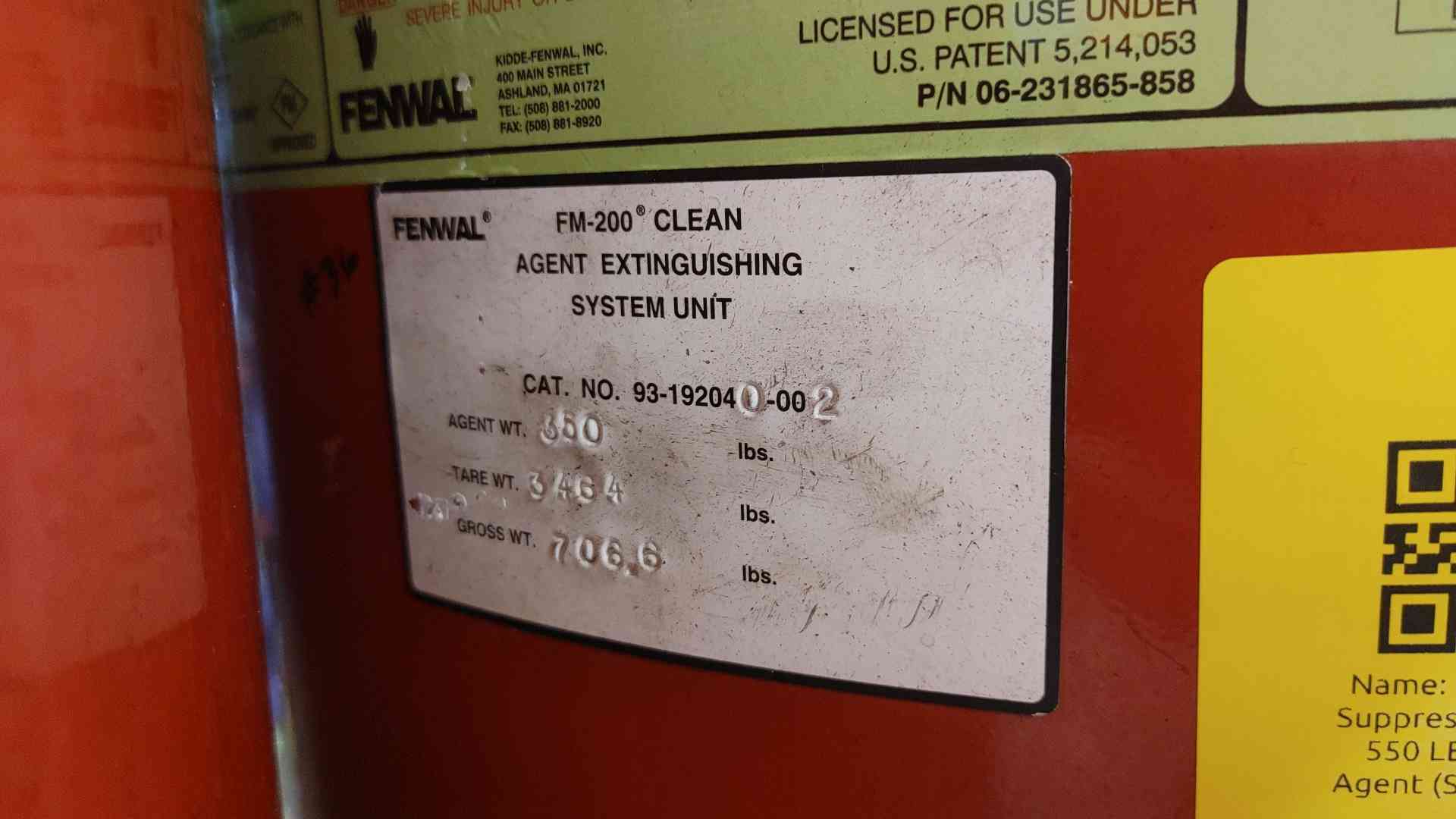 360 lbs. Fenwal, Fire Suppression System, FM-200 Agent, 360 psig @ 70 F - Image 5