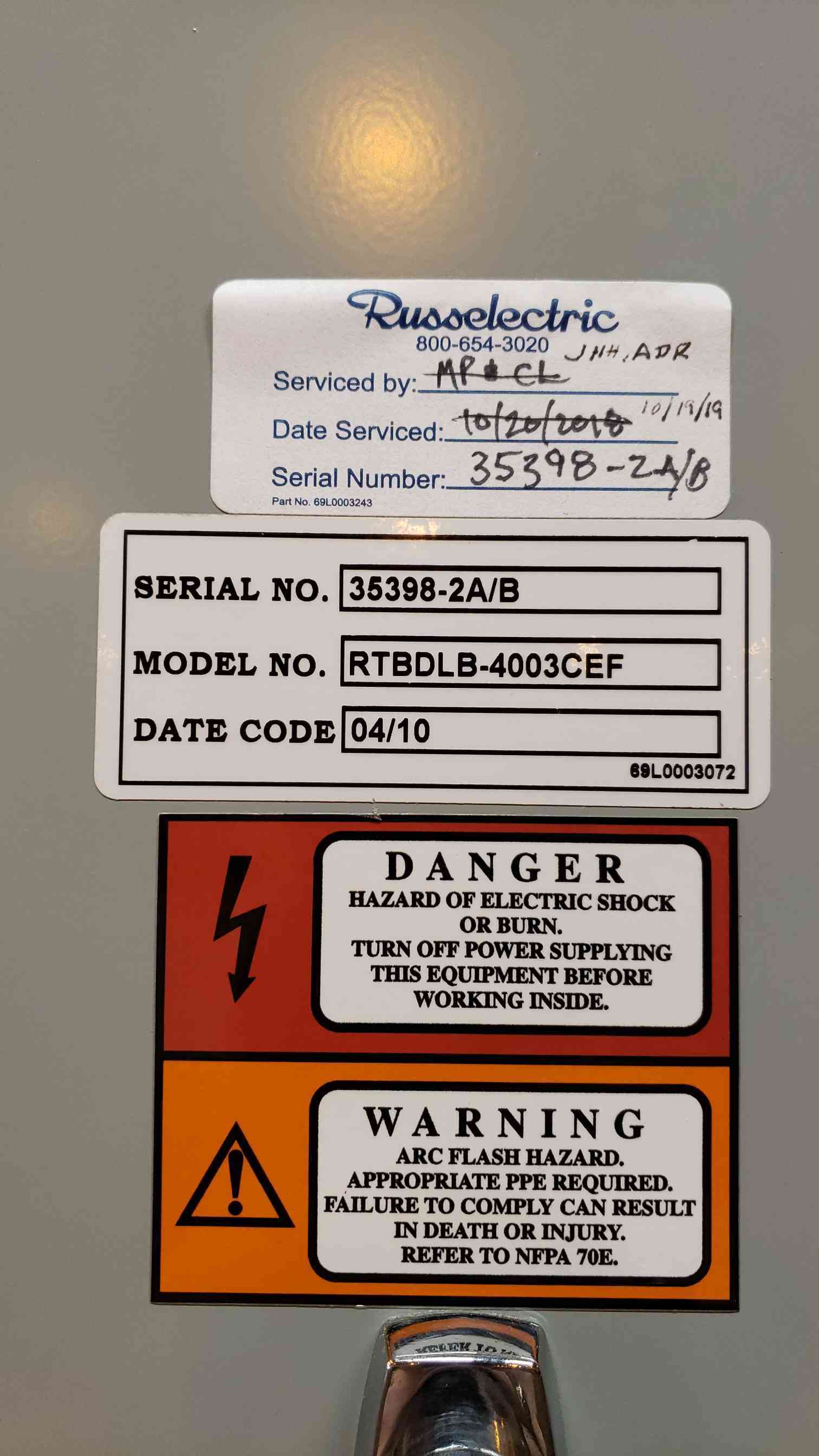 400 Amp. Russelectric #RTBDLB-4003CEF, Automatic Transfer Switch, 3 Phase, 3-Wire, 60 Hz, 480 V, 2010 - Image 2