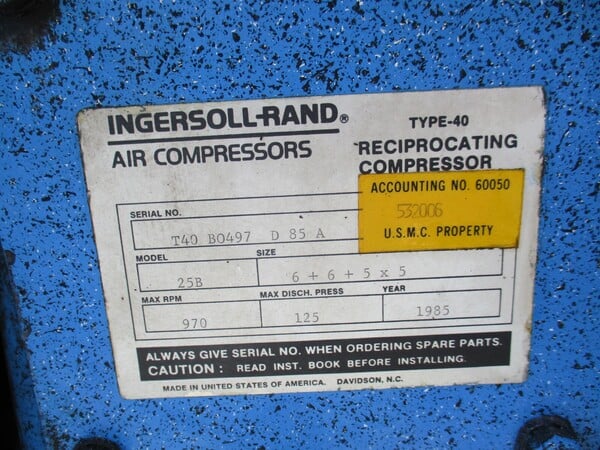 Ingersoll-Rand #25B Type 40, Reciprocating Compressor, 25 HP - Image 5