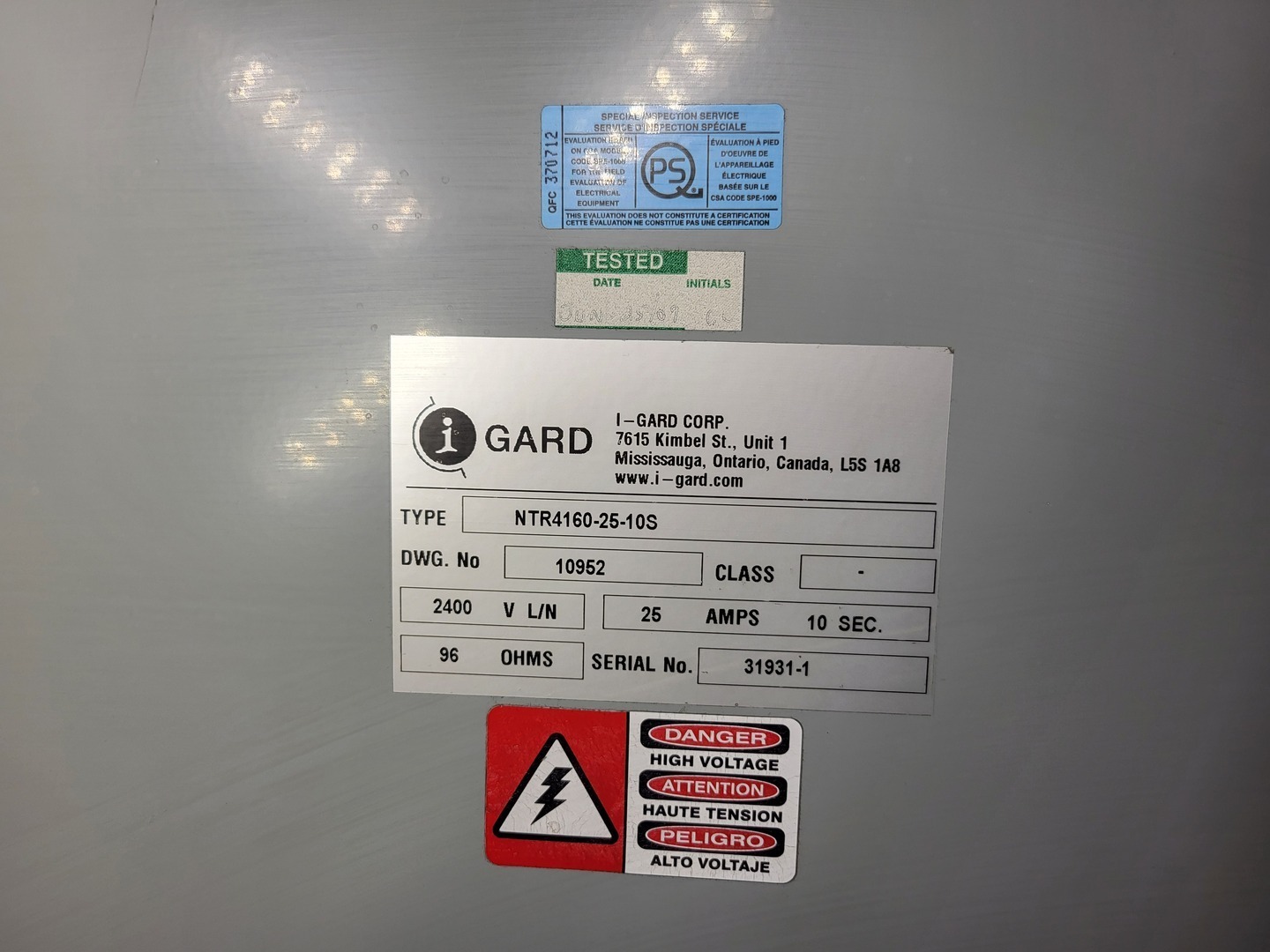 25 Amp. General Electric Industrial Systems i Gard, NTR4160-25-10S Break Master, 2400 Volts - Image 2