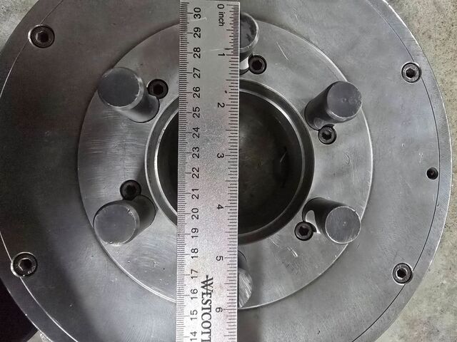 12" Skand Sweden Fabricks #AB, 3-jaw lathe chuck, 4"hole, D1-6 mount, 2 pc adjustable jaws - Image 2