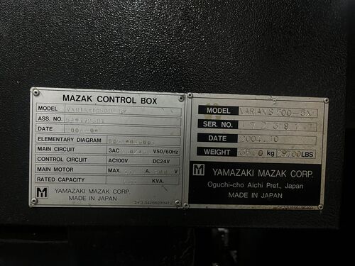 Mazak #Variaxis-500-5X, CNC vertical machining center, 120 automatic tool changer, 20" X, 20" Y, 18.1" Z - Image 7