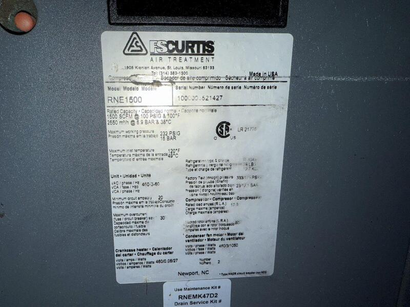 1500 scfm, 100 psig, Curtis #RNE-1500, Air Dryer, 4" in/out, 460 V., - Image 6