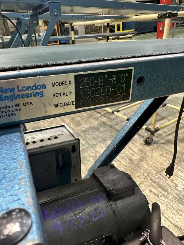 8" wide x 8' long, New London Engineering #250-8-80, Transfer Conveyor, 110 V., Vari Drive Control, 2020 (2 - Image 2