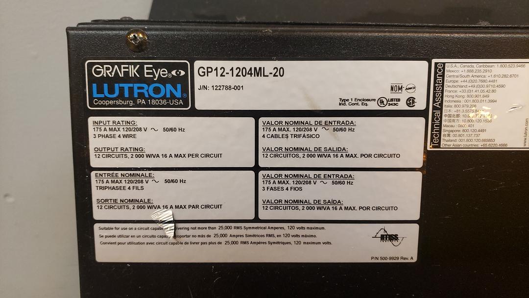 175 Amp. Grafik Eye, GP12-1204ML-20, Lighting Control Panel, (13) Breakers, 3 Phase, 4-Wire, 120/208 Volts - Image 5