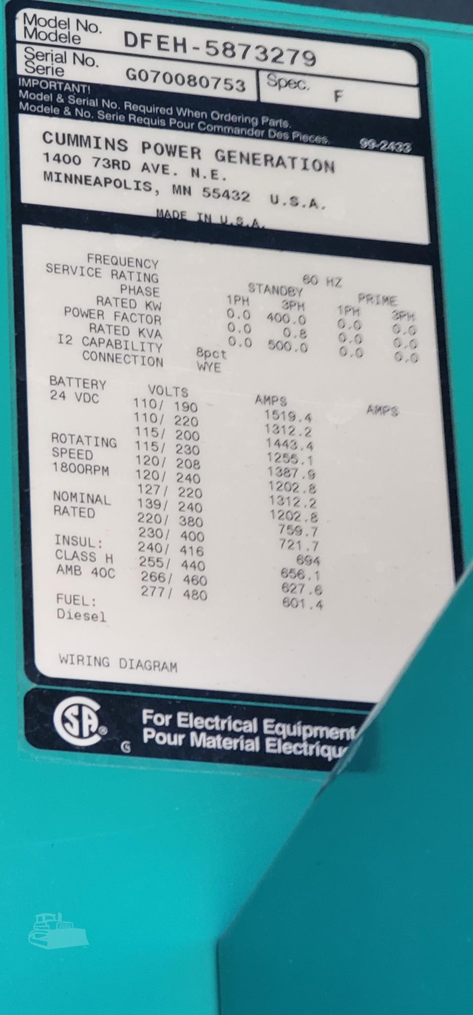 400 KW Cummins #QSX15, standby diesel generator set, 3 phase, encl, 2124 hours - Image 9