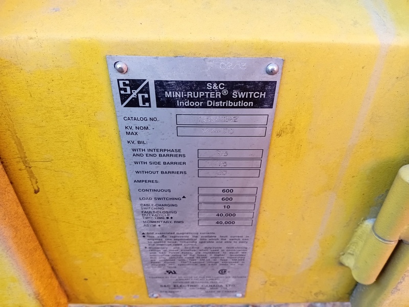600 Amp. Metalec #123-5-1, high voltage switch, 4160 Volts, 2013 - Image 3