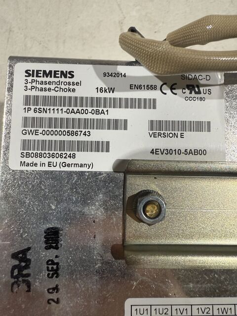 Siemens #1P6SN1111-0AA00-0BA1, Transformer, 3 Phase, 16 kW, New - Image 2