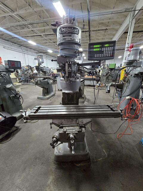 Bridgeport #Series-I, vertical knee mill, 9" x42"tbl., 1 HP step pully head, 2-Axis digital read out, 80-2720 - Image 1