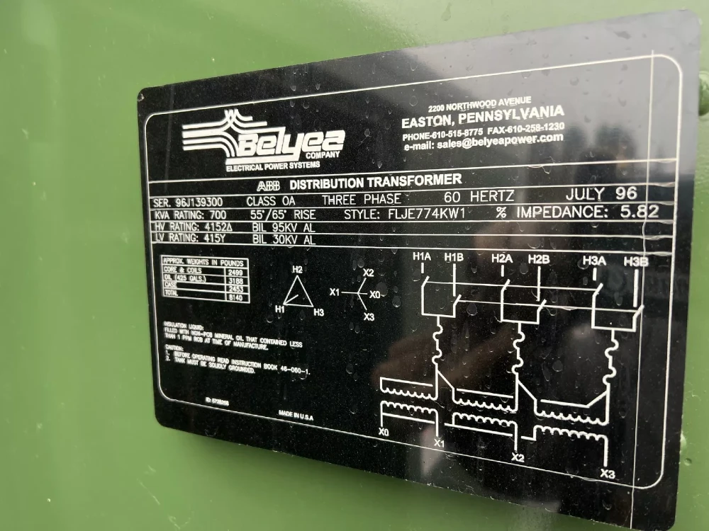 700 KVA 4152 Primary, 415 Secondary, Belyea 96J13900, 3 phase, padmount transformer - Image 5