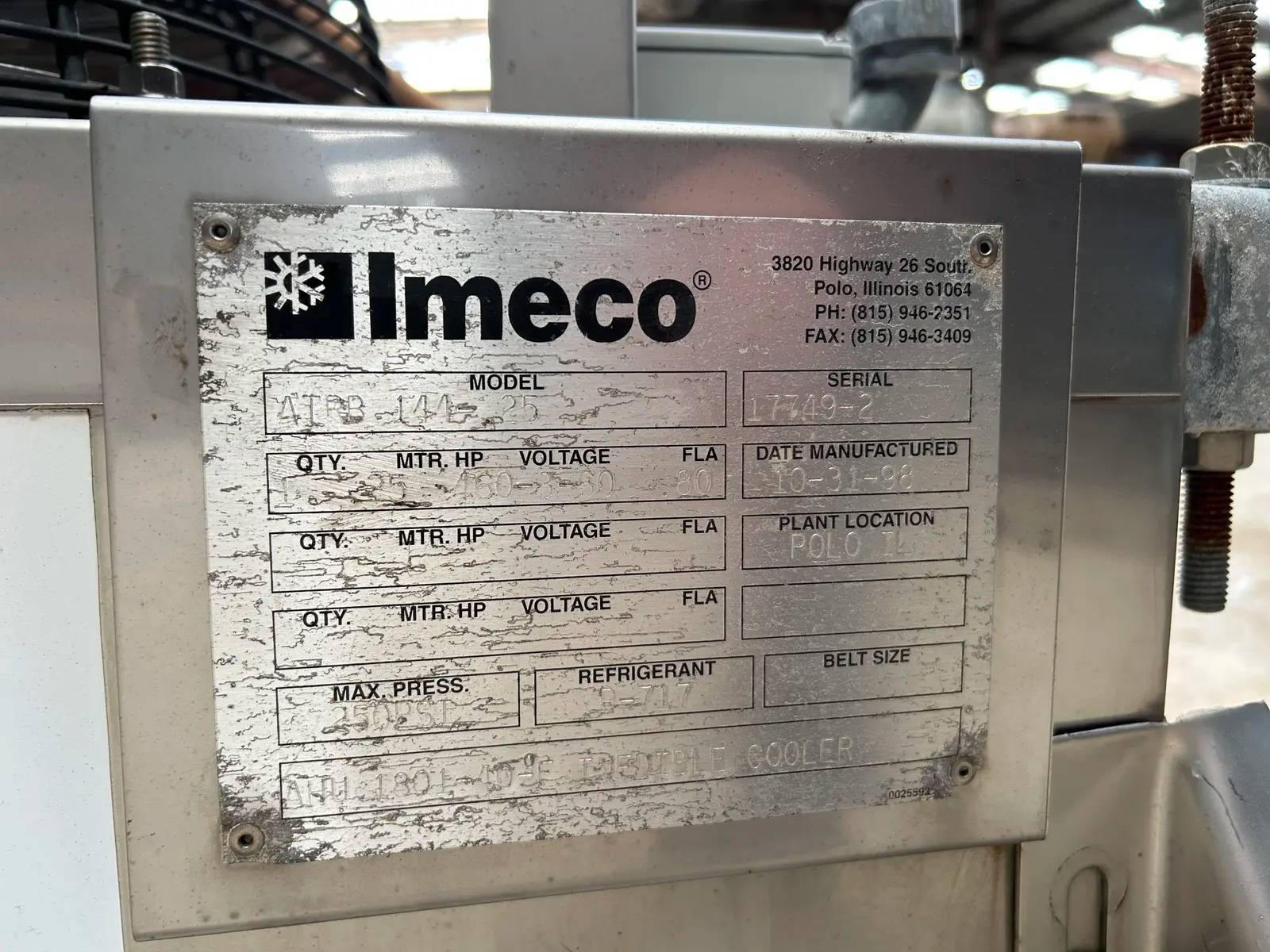 1 Fan, Imeco #ATRB-144.25, Recirculated Ammonia Evaporator Coil, 1.2 TR, 2842 cfm, R-717 - Image 7