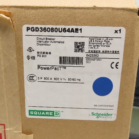 800 Amps, Schneider, PGD36080U64AE1 PG800, 600 Volts, 3-pole Micrologic circuit breaker, NIB - Image 3