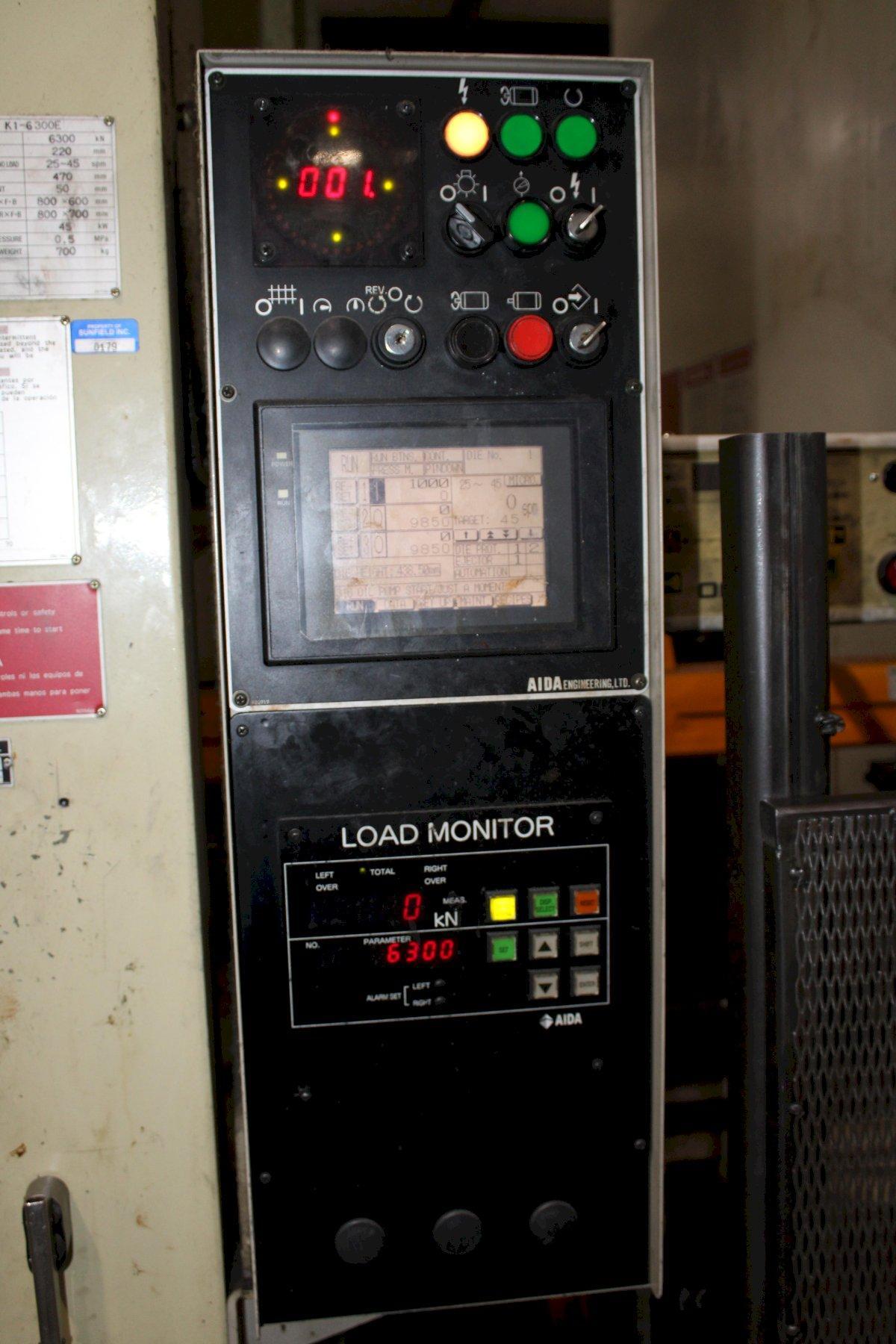 630 Ton, Aida #K1-6300, knuckle joint press, 8.66" stroke, 18.5" Shut Height, 1.94"adj, air clutch & brake - Image 6