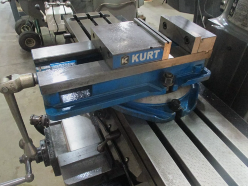 Bridgeport, vertical mill, 9" x48" table, 2/3 HP, Newall digital read out, Servo feed, Kurt vise - Image 10