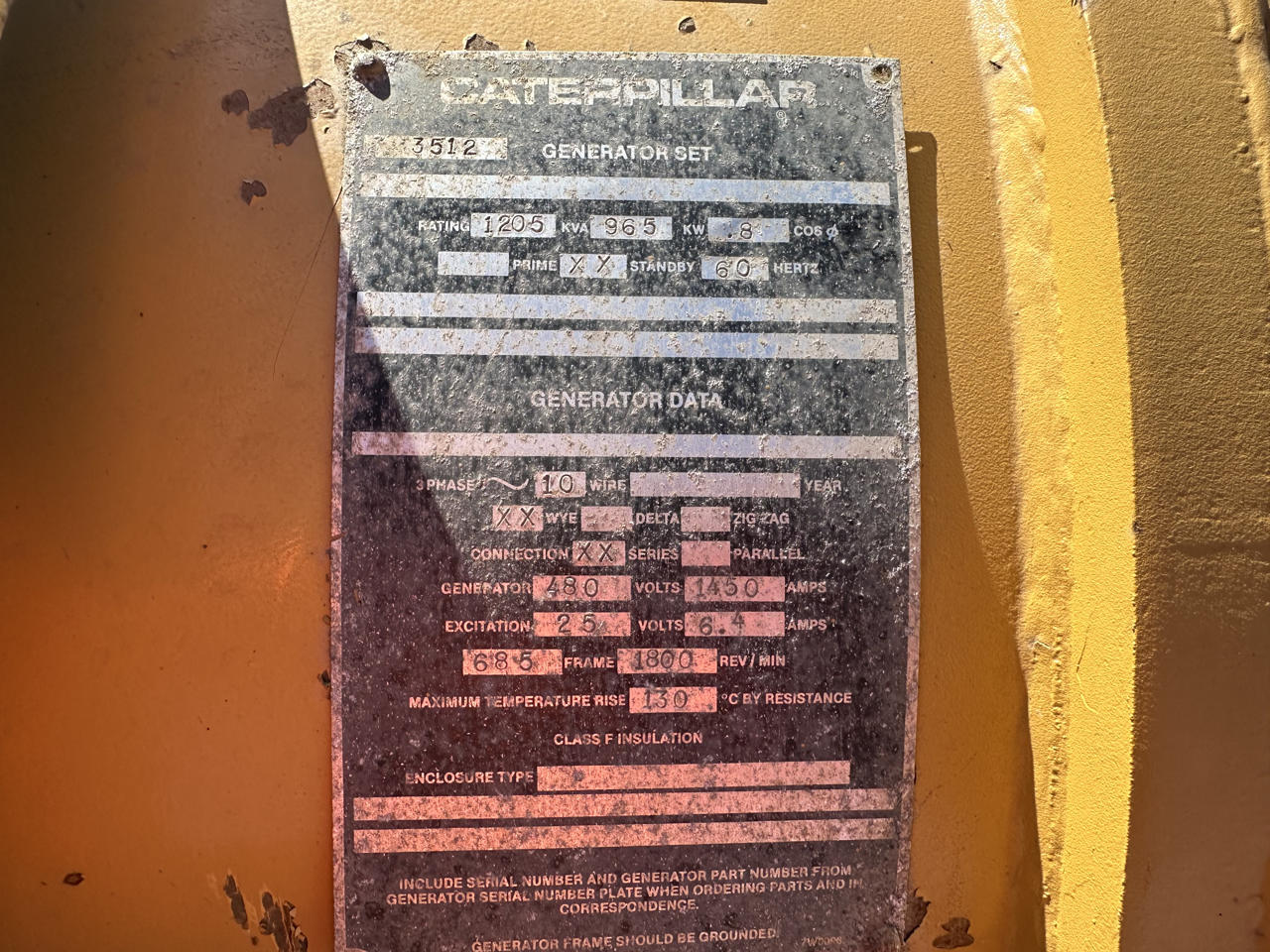 Caterpillar #SR4, generator head, 965 KW, 450 hours, 1987 - Image 8