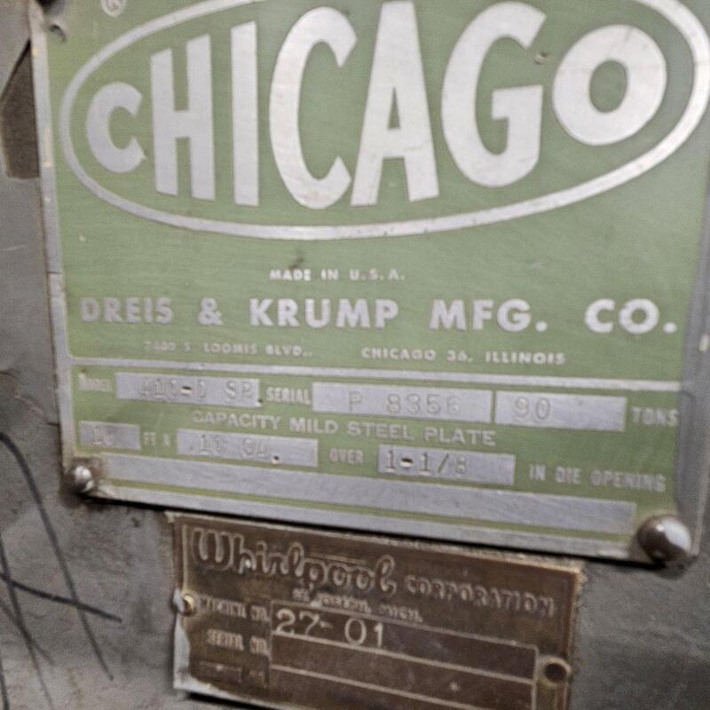 90 Ton, Chicago #410-P-SP, mechanical press brake, 10' overall - Image 5