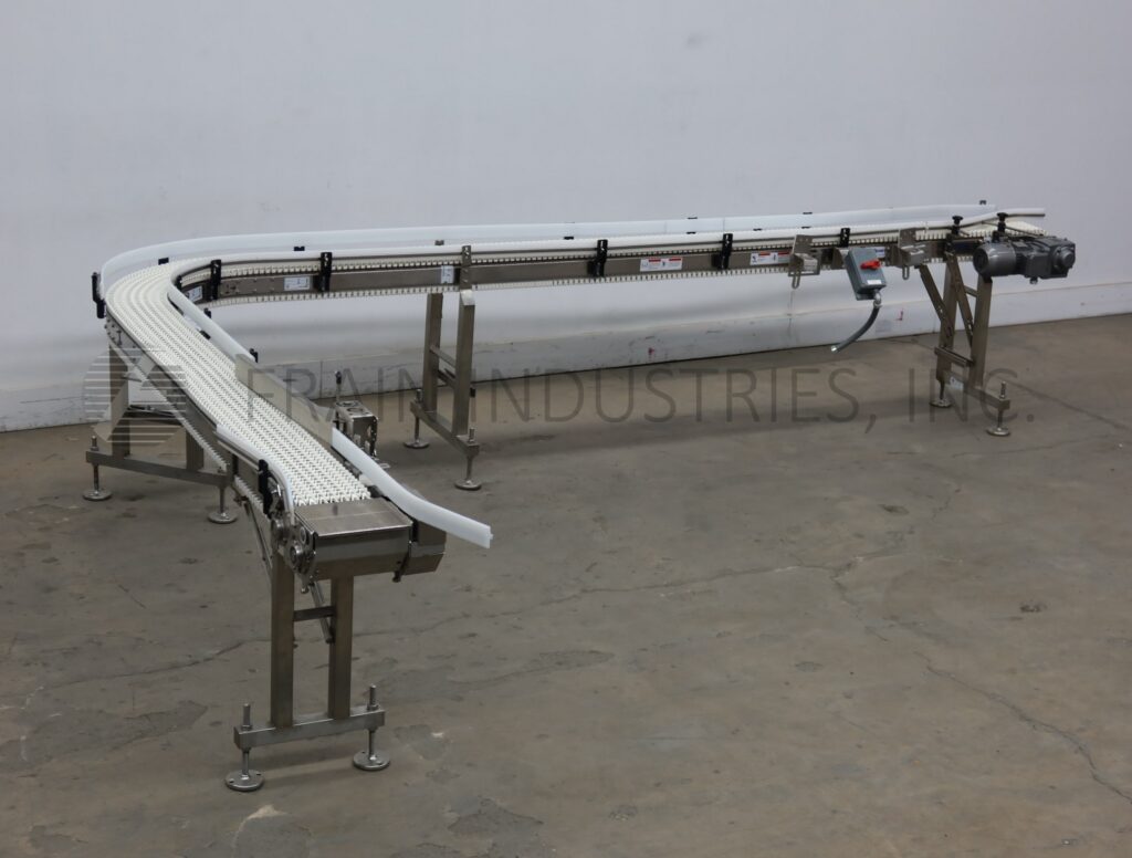 Span Tech #90°, Conveyor Table Top, Stainless Steel flexlink curved, 93" into curve, 172" out, 3/4 HP - Image 1