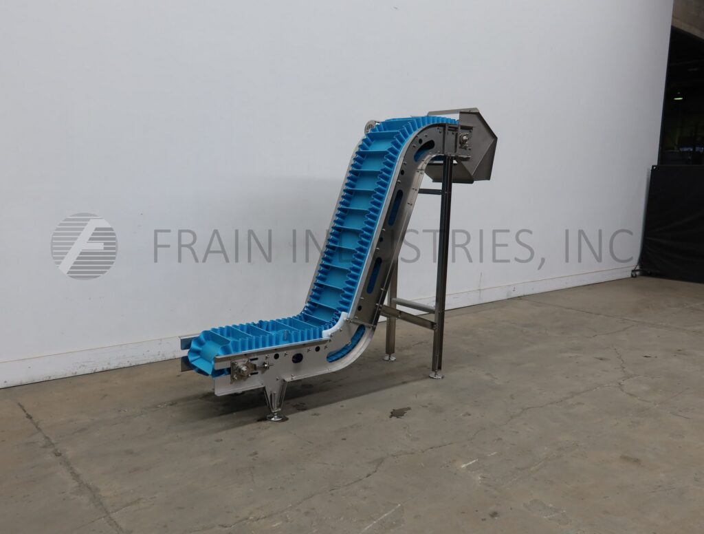 Ghazarian Welding Inc, incline/cleated feeder, 18" x 110" food grade conveyor belt, 3" cleat height, 30" L @ - Image 1