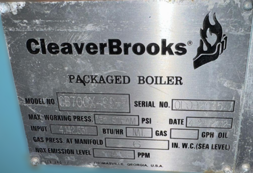 100 HP Cleaver-Brooks #CB700X-99-P, 15 PSI Low-Pressure Steam Boiler, 2012 - Image 5