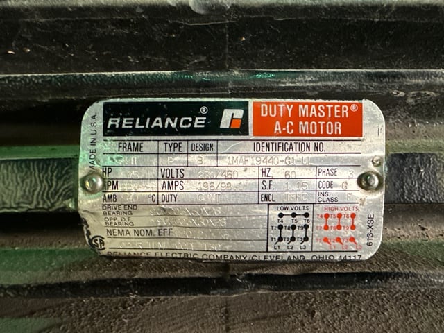 75 HP 900 RPM Reliance, Frame 444T, TEFC BB EXP, 230/460 Volts - Image 3