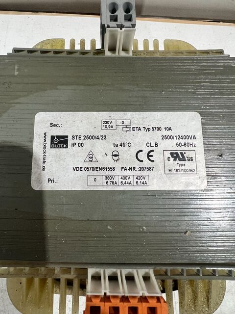 2.5-12.4 KVA 380/400/420 Primary, 230 Secondary, Block #STE-2500/4/23, Transformer, 50/60 Hz, 10 Amps - Image 5