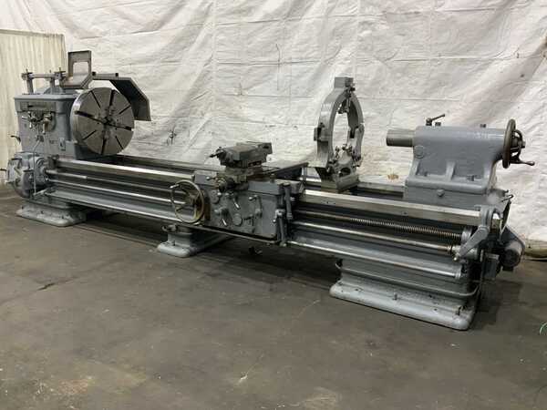 38" x 132" Lehmann, engine lathe, 4-jaw 30" chuck, 20 HP, coolant with chip pans, taper attachment - Image 1