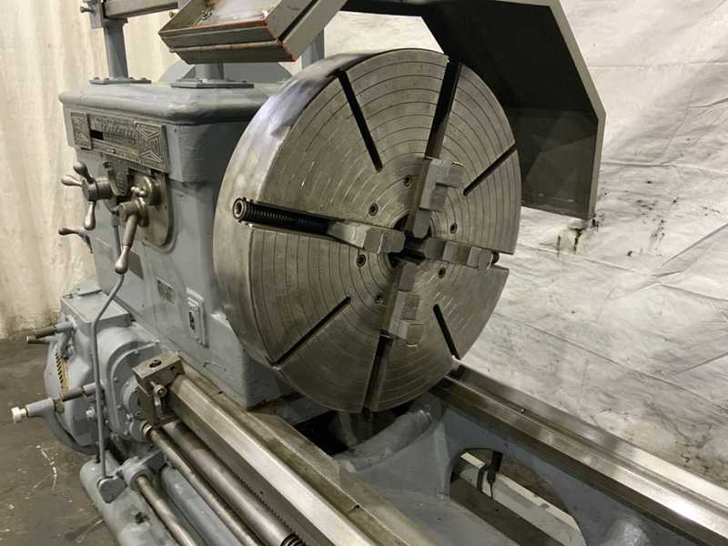 38" x 132" Lehmann, engine lathe, 4-jaw 30" chuck, 20 HP, coolant with chip pans, taper attachment - Image 7