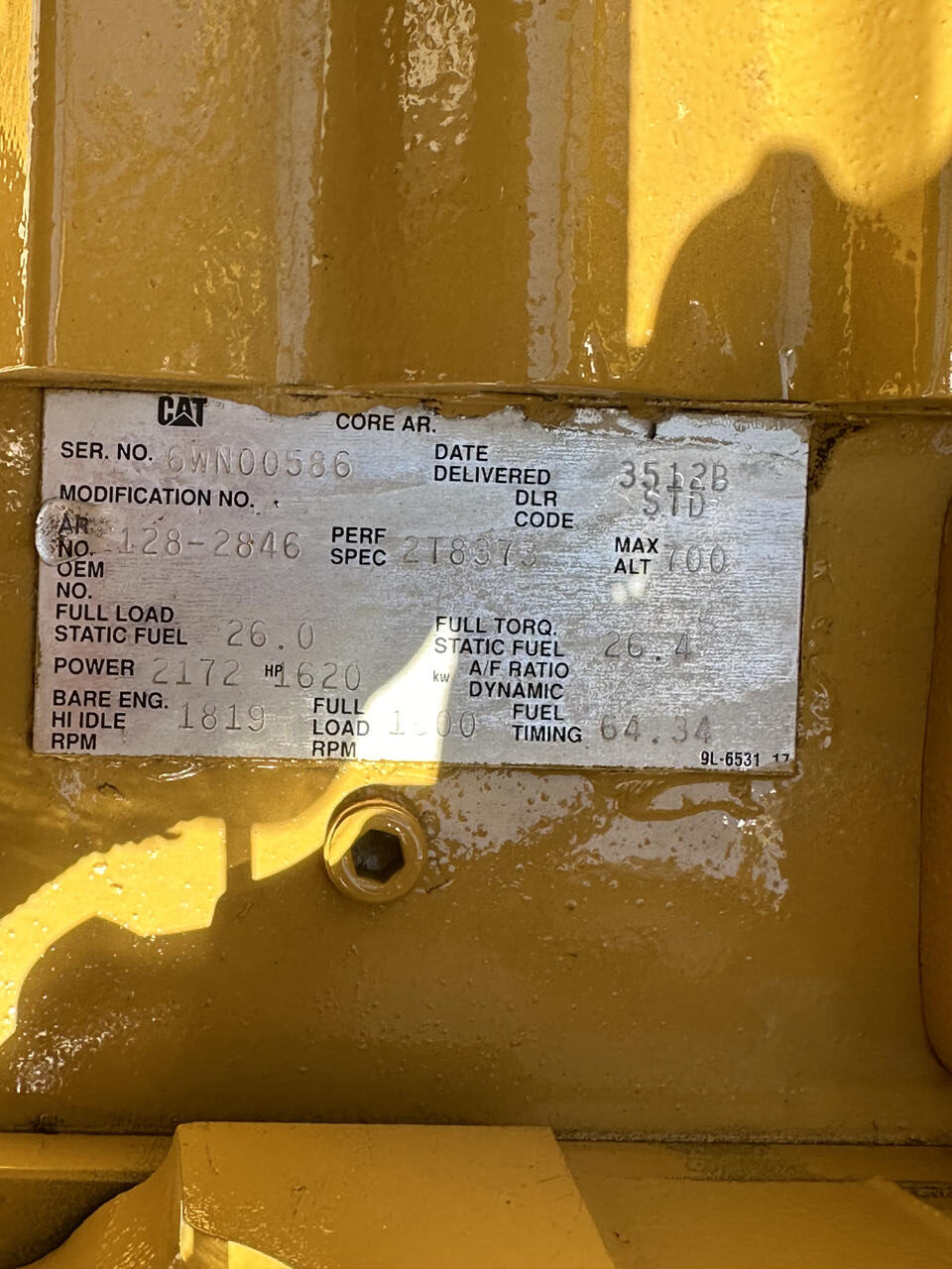 Caterpillar #3512B, industrial engine take out of generator set, 750 hours, 2000 - Image 8