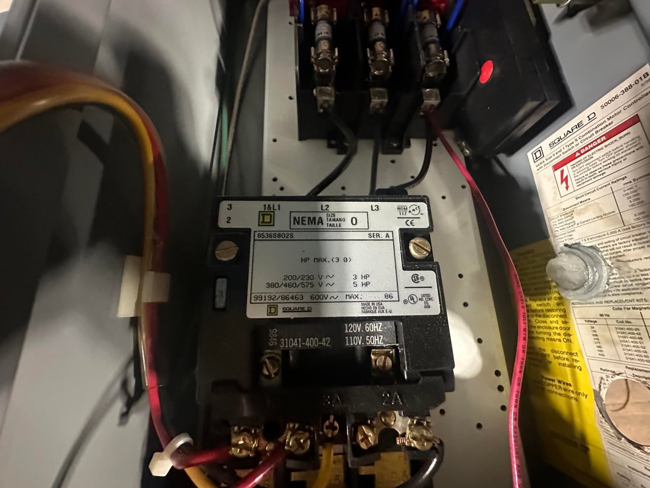 30 Amp. Square D, fusible disconnect with motor starter contactor, 600 Volts, low hours - Image 5