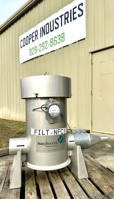 Schenck Process, Blower Inline Cartridge Filter, Stainless Steel, 5.5" diameter Inlet/Outlet, w/Transition - Image 1