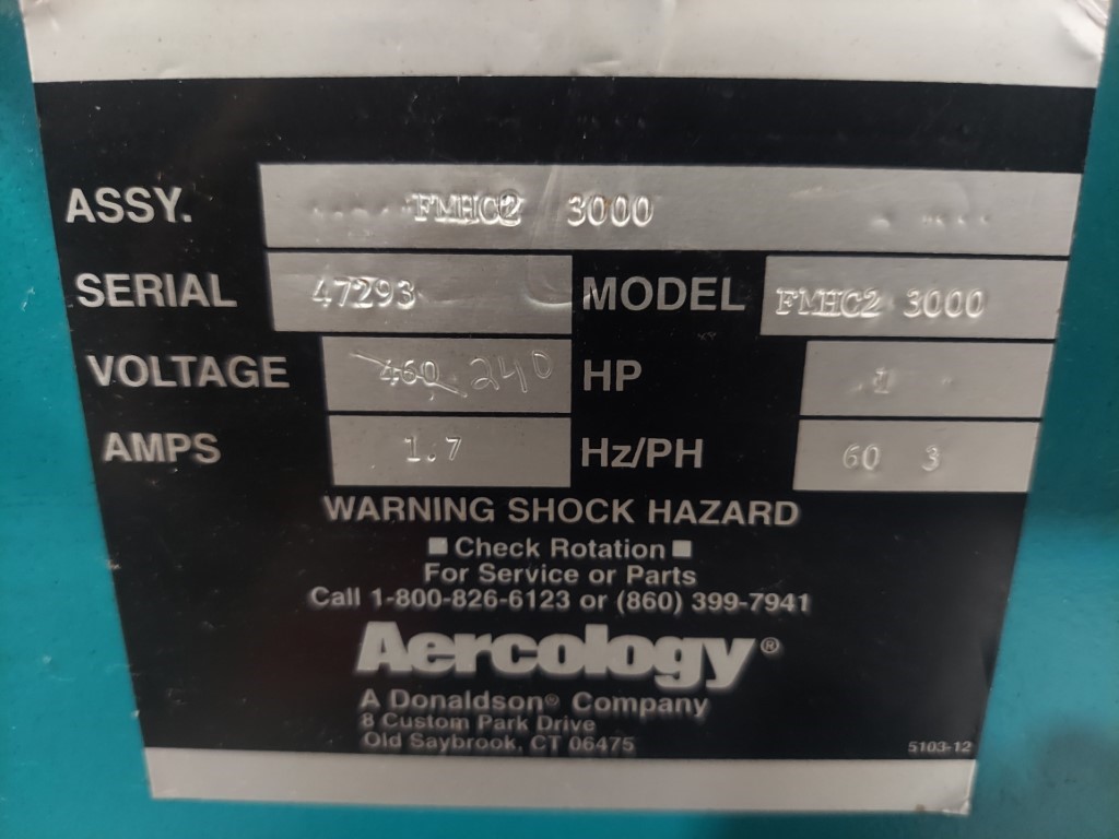 Aercology #FMHC3-3000, Dust Collector, 1 HP, 240 V - Image 3