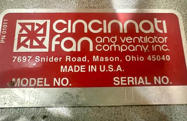 Cincinnati Fan #PB-10A, Blower, Cast Aluminum Housing, 5.5" diameter Inlet, 5" diameter Outlet, 1 HP, 3450 - Image 7
