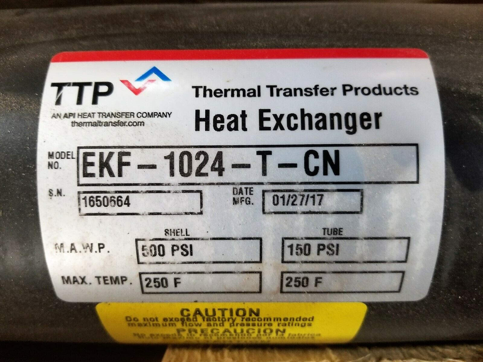 500 psig shell, 150 psi tubes, Thermal Transfer Products, Shell & Tube Heat Exchanger, 2-Pass, 5" diameter x - Image 9