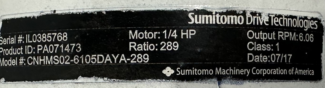 .25 HP 1730 RPM Sumitomo #CNHMS02-6105DAYA-289, Inline Gear Motor Reducer, 289:1 Ratio, 3 Phase, 6.06 Out - Image 3