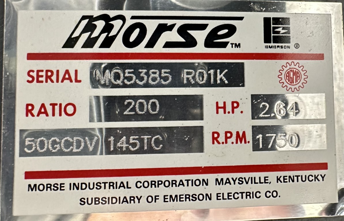 2.64 HP @ 1750 RPM, Morse #50GCDV-145TC, Gear Reducer, 200.00 :1 Ratio, 8 RPM Out - Image 2