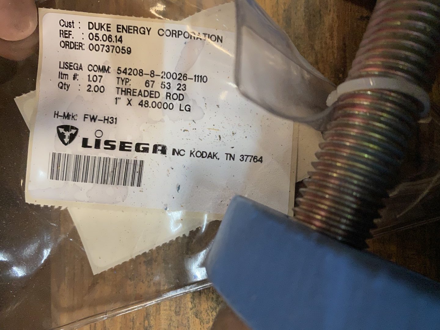 Lisega #54208-8-20026-1110, Constant Pipe Hangers, 1" x 48" Threaded Rod & Eyelet - Image 8