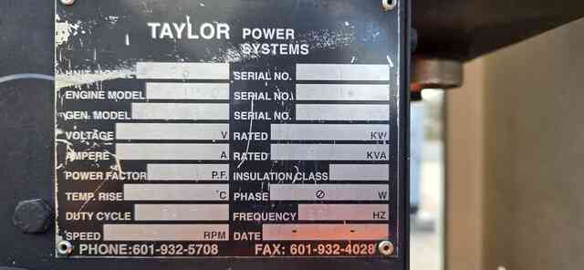 20 KW Taylor, Diesel Generator, Isuzu 4LE1 engine, 516 hours, 1 phase, 240 Volts - Image 3
