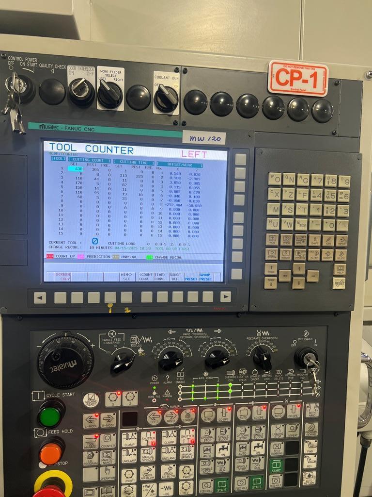 Muratec #MW-120, twin spindle CNC lathe, Fanuc Control, 11.6" swing, 13.39" cc, 3-jaw 8" chucks, 2018 - Image 5