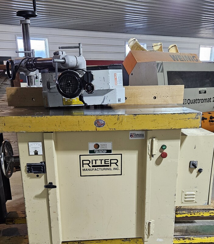 Ritter #R1175, very hevy duty shaper & 4-wheel feeder, 7.5 HP, 48" x 38" table area, 2 spindles, 2005 - Image 4