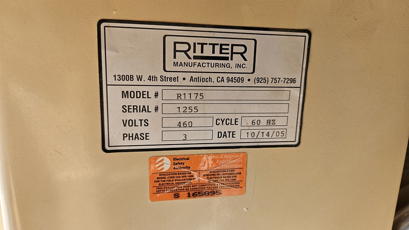 Ritter #R1175, very hevy duty shaper & 4-wheel feeder, 7.5 HP, 48" x 38" table area, 2 spindles, 2005 - Image 10