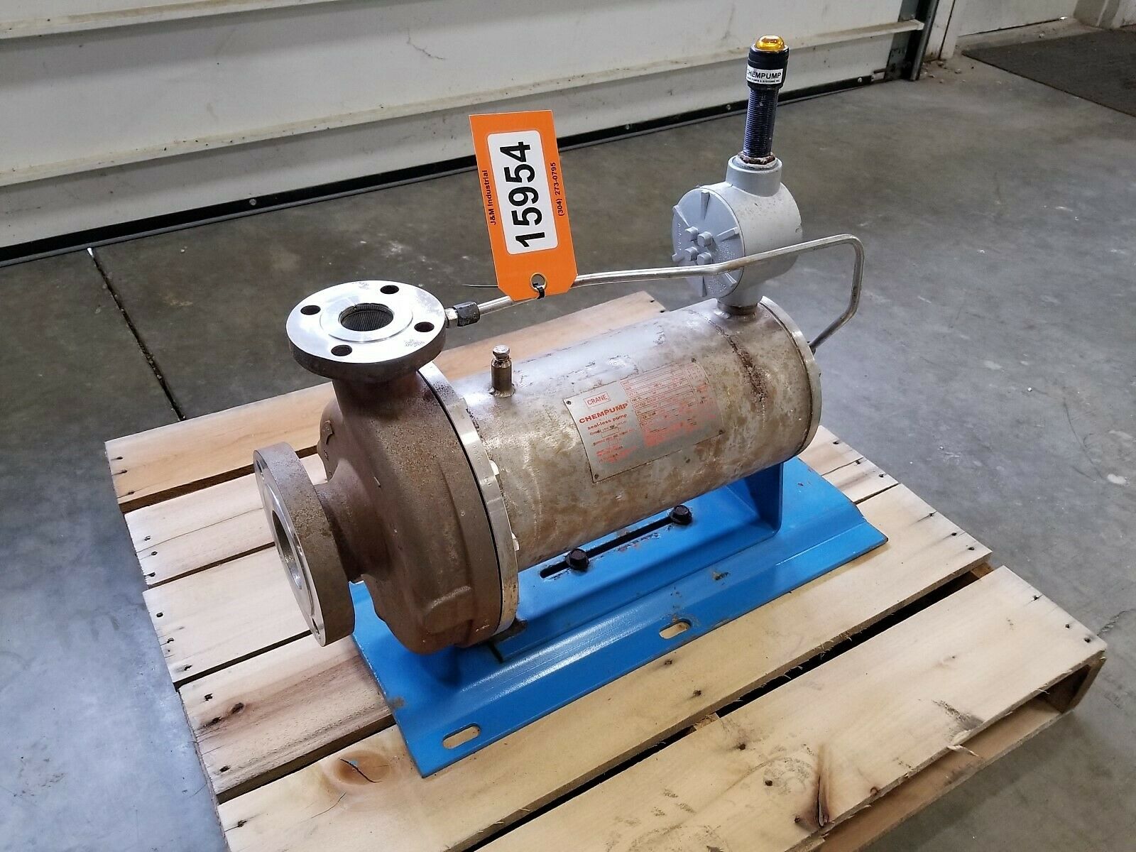 91' TDH, Crane Chempump #GVD-7.5K-1S, Seal-Less Pump, 12.2 HP, 460 V - Image 3