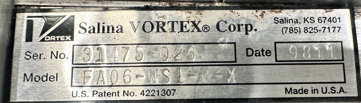 6" Salina Vortex #FA06-WS1-P-X, Knife Gate, Stainless, 4" diameter Pneumatic Conveying Adapter Outlet, 250 psi - Image 6