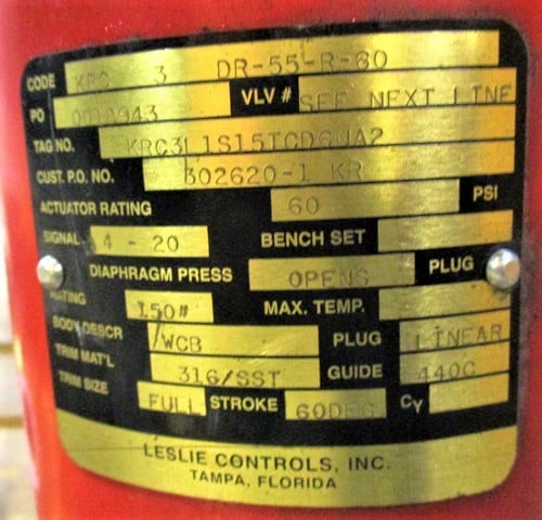 3" Masoneilan Leslie, Camflex Rotary Control Valve w/Actuator & Positioner, 150 lb. Rating, 60 psi, Never Used - Image 2