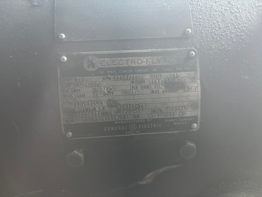 75 HP 1750/2100 RPM General Elecric, Frame CD366AT, DPFG-BV, 240 VA, 150 VF - Image 2