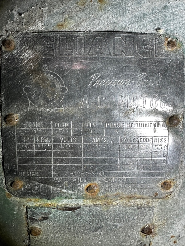 100 HP 1185 RPM Reliance, Frame 5085, TEFC, 440 Volts - Image 1