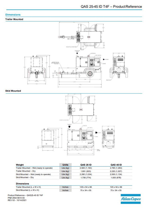 20 KW Atlas Copco #QAS25-ID, diesel generator, trailer mounted, Isuzu Tier 4F, liquid cooled, 480 Volts, 30 - Image 4