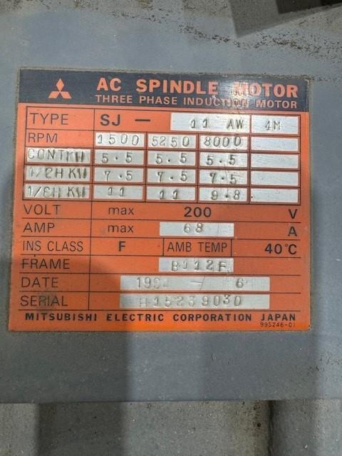 11 KW Mitsubishi #SJ-11AW-4M, AC Spdl Motor, 1500 RPM, 200 Volts, 68 Amps, forced air cooling, IP54 - Image 5