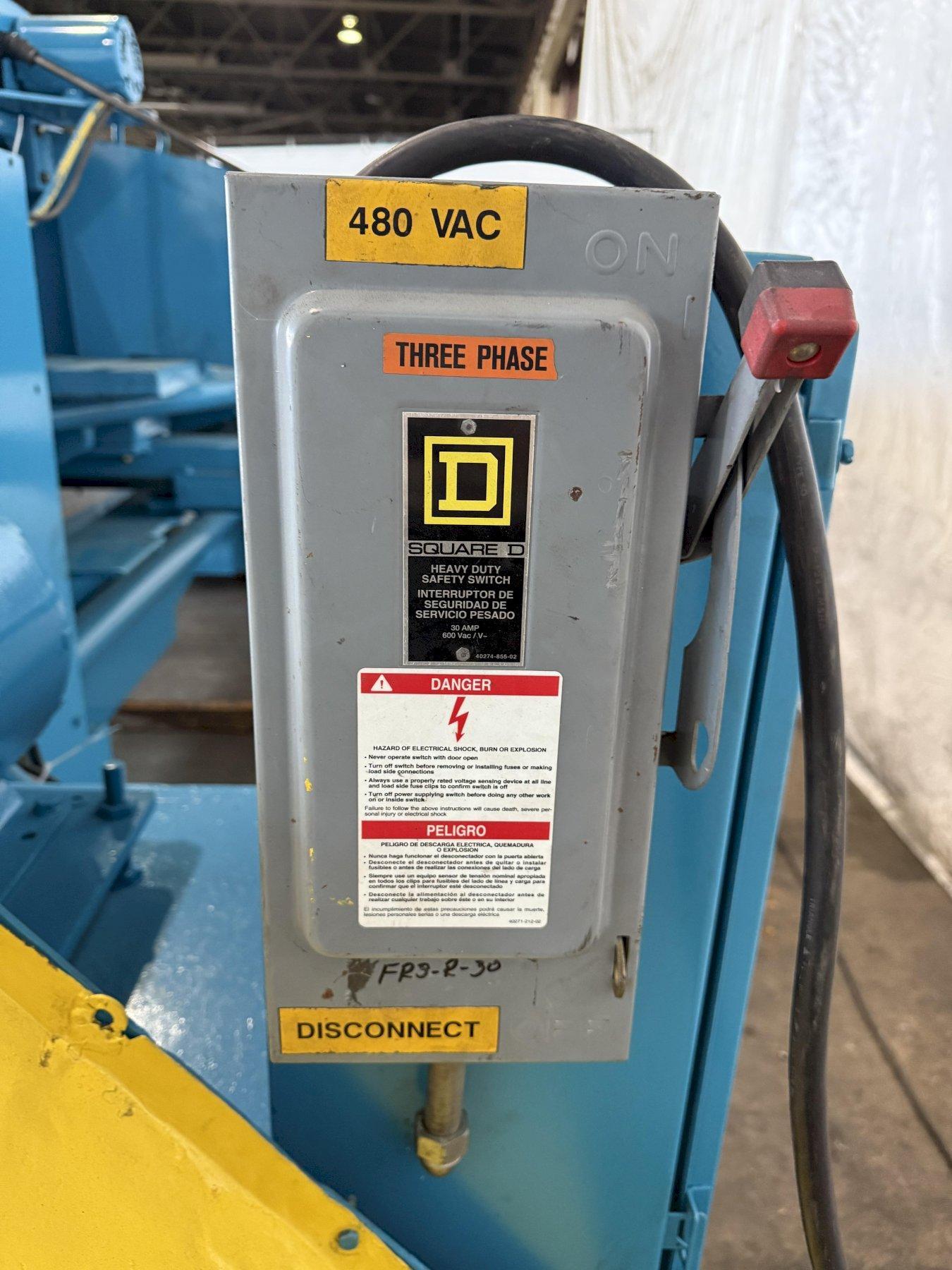 1/2" x 10' Wysong #1050, Mechanical Shear, 18" hold downs, 20 HP, 40 SPM, 124" blade - Image 5